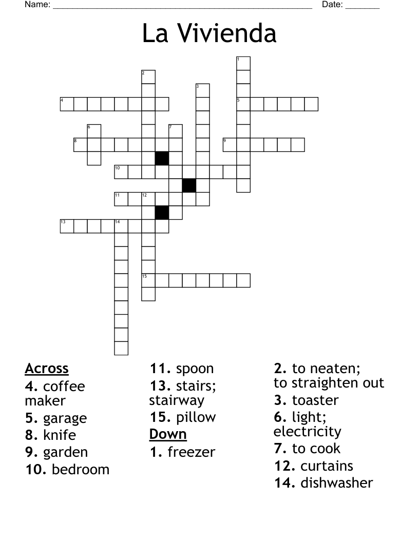 La Vivienda Crossword