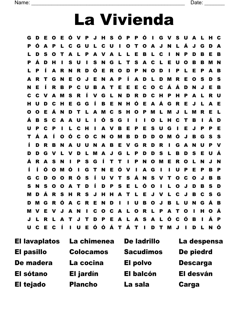 La Vivienda  Word Search