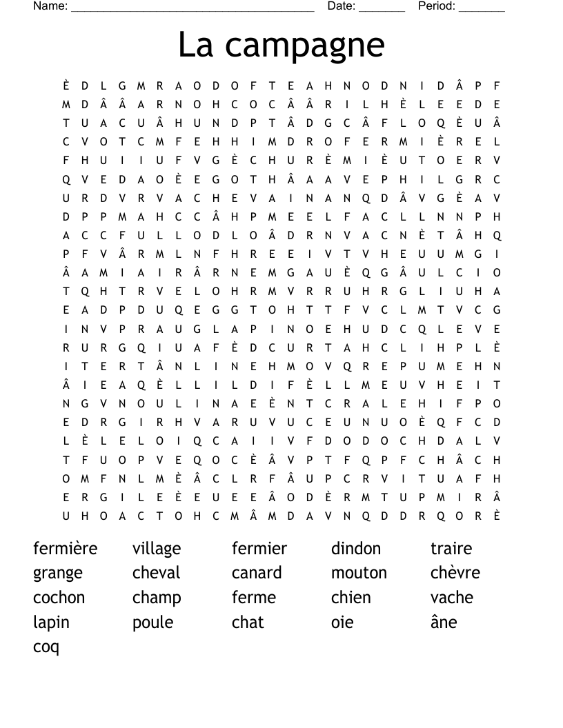 La campagne Word Search