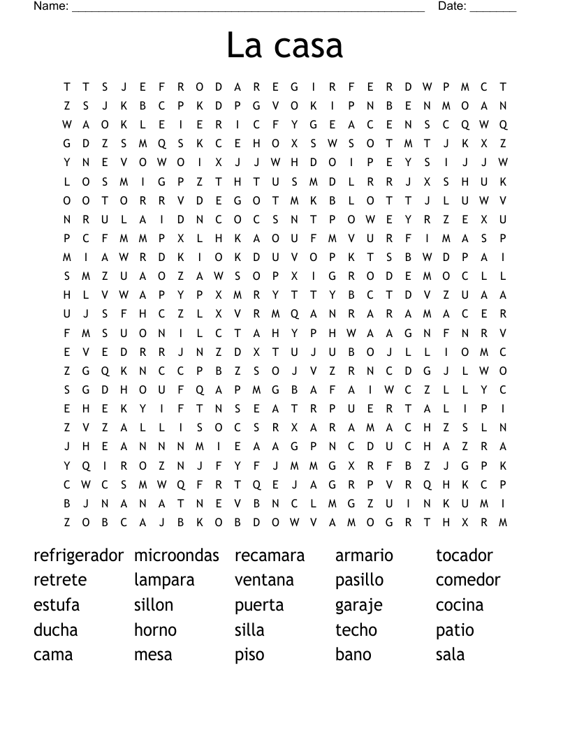 La casa Word Search
