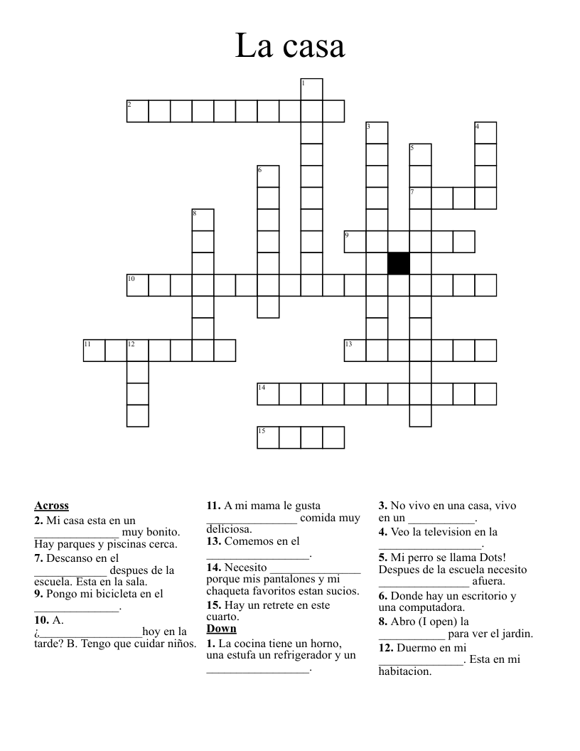 La casa  Crossword