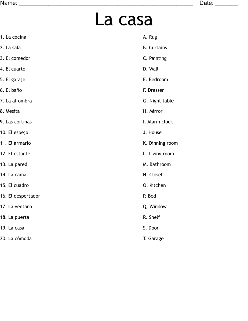 La casa  Worksheet