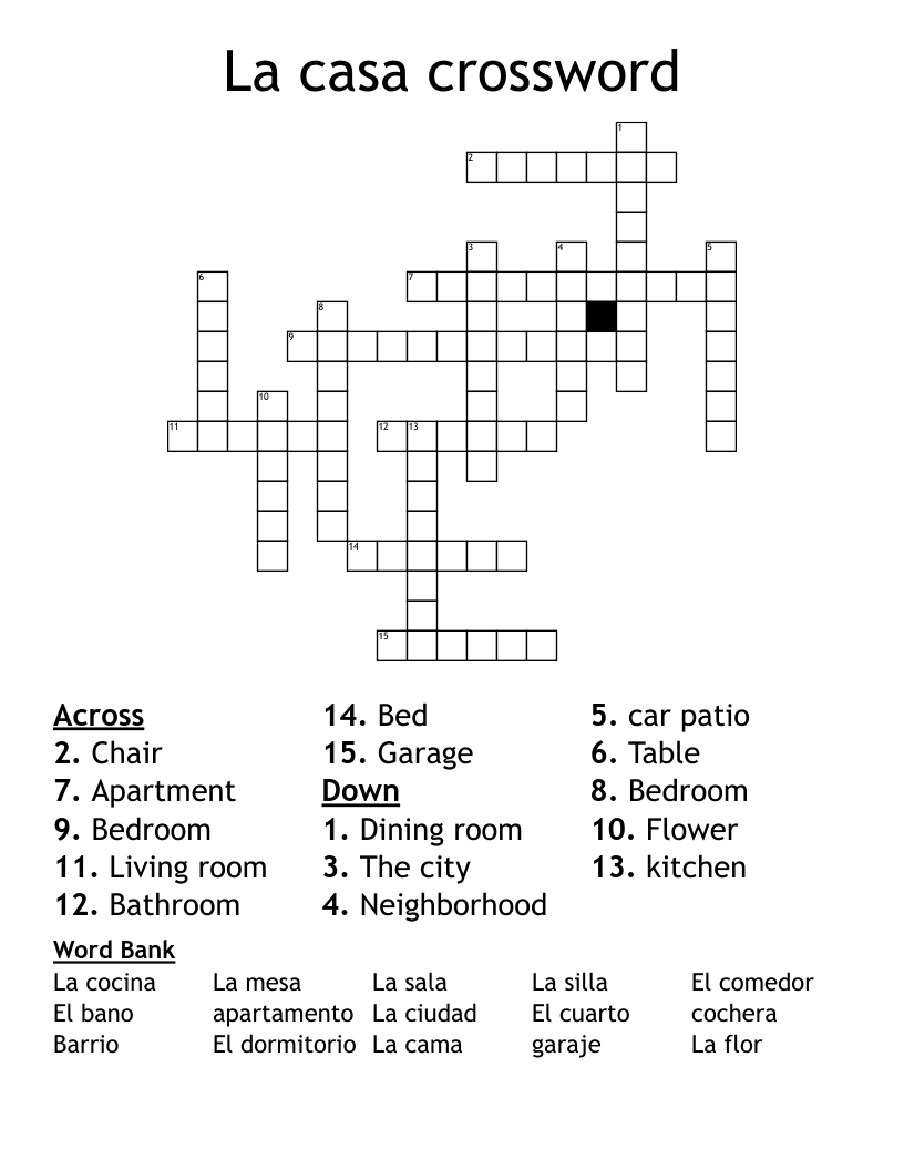 La casa crossword