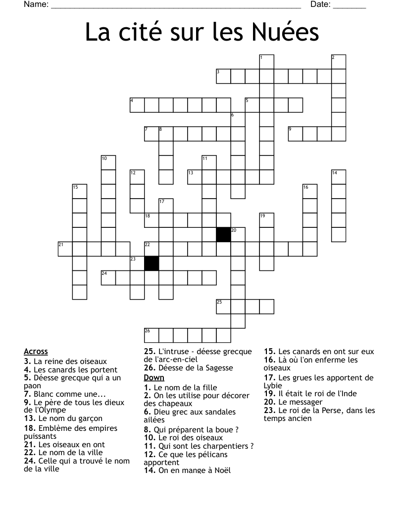 La cité sur les Nuées Crossword