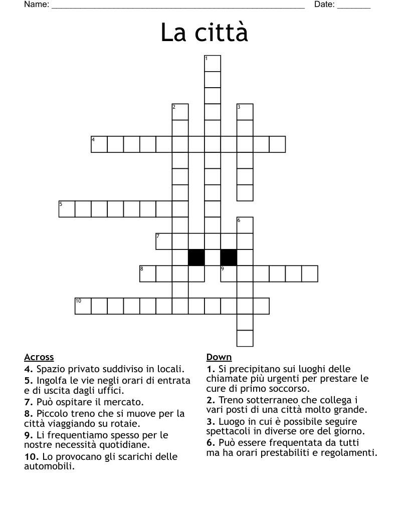 La città Crossword