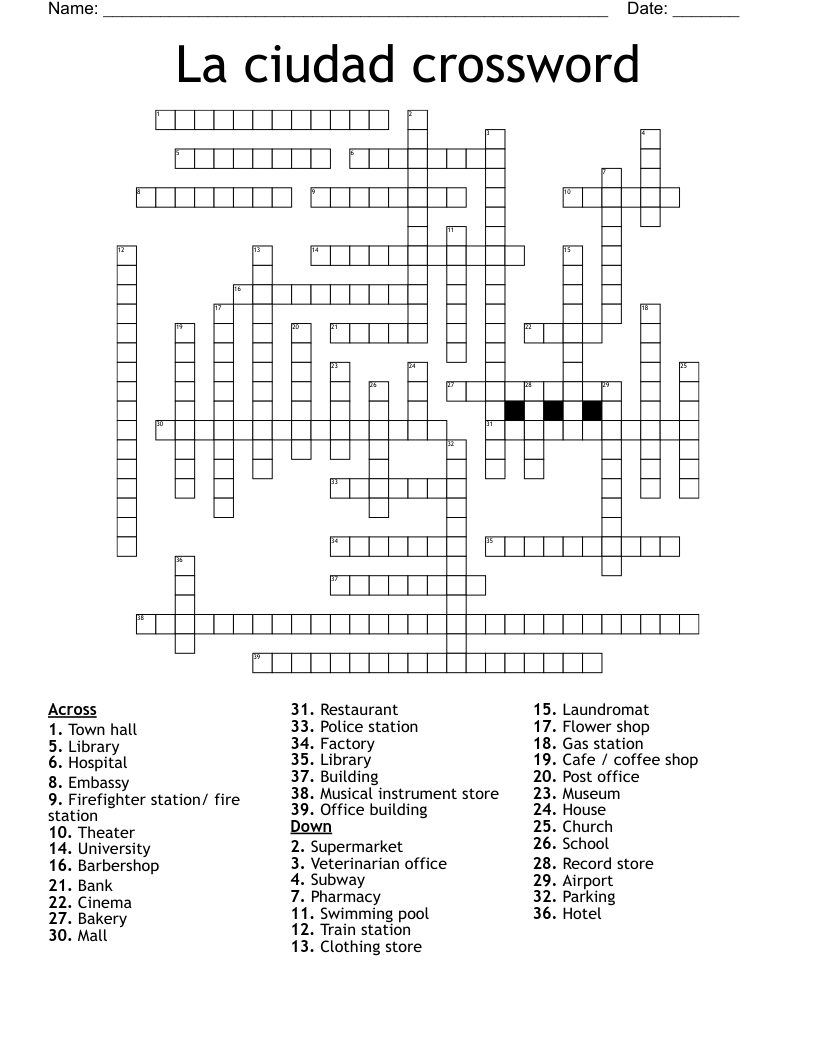 La ciudad crossword 