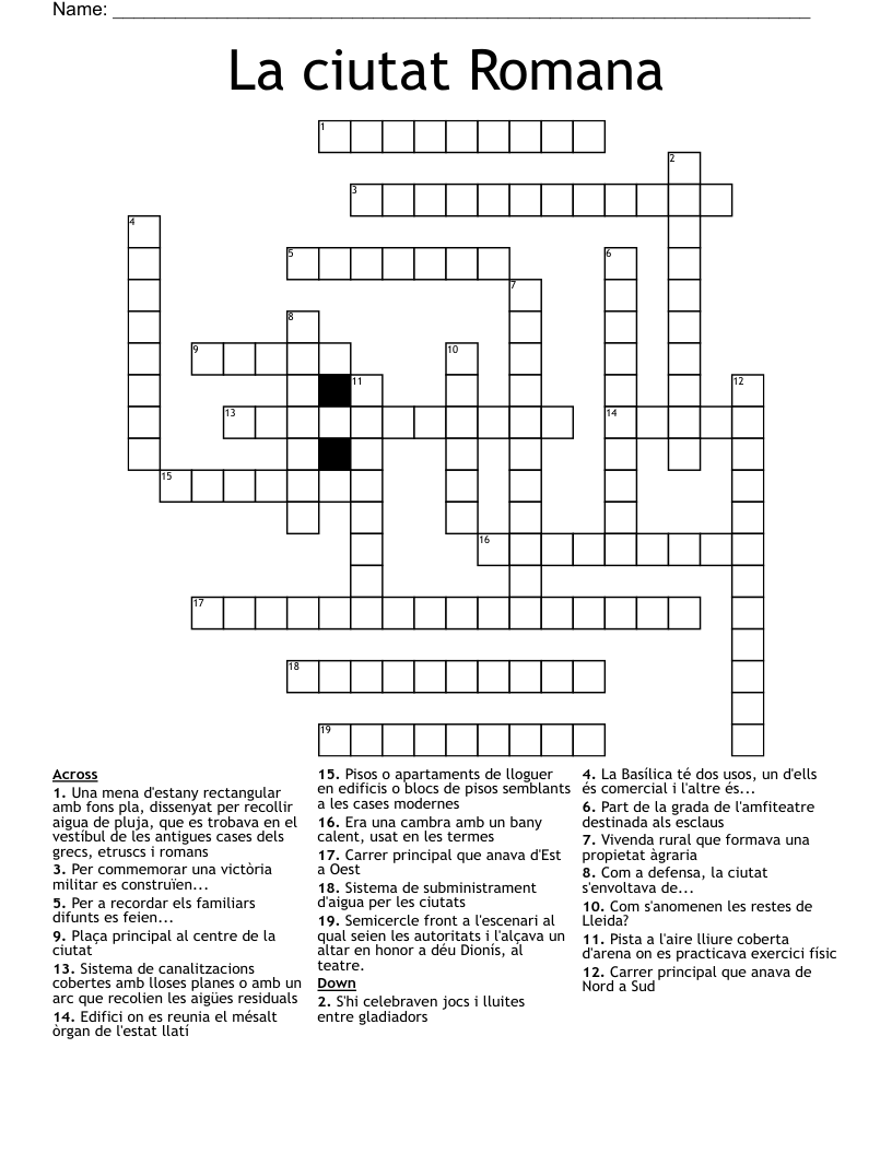 La ciutat Romana Crossword