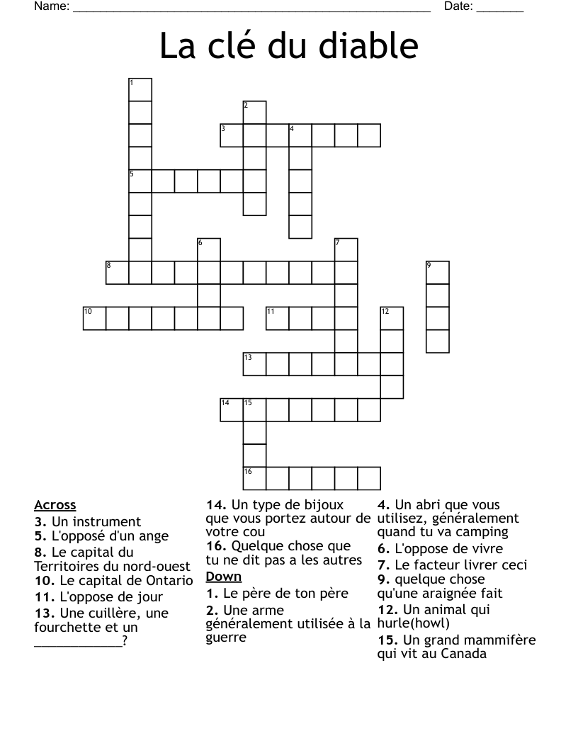 La clé du  diable Crossword