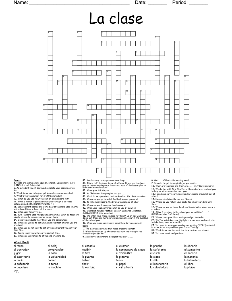 La clase Crossword