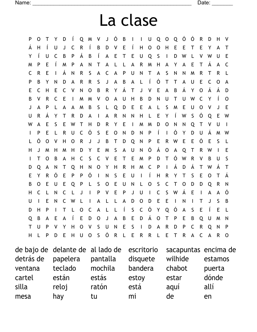 La clase Word Search