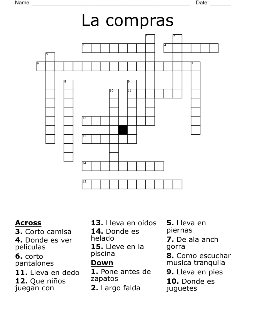 La compras Crossword