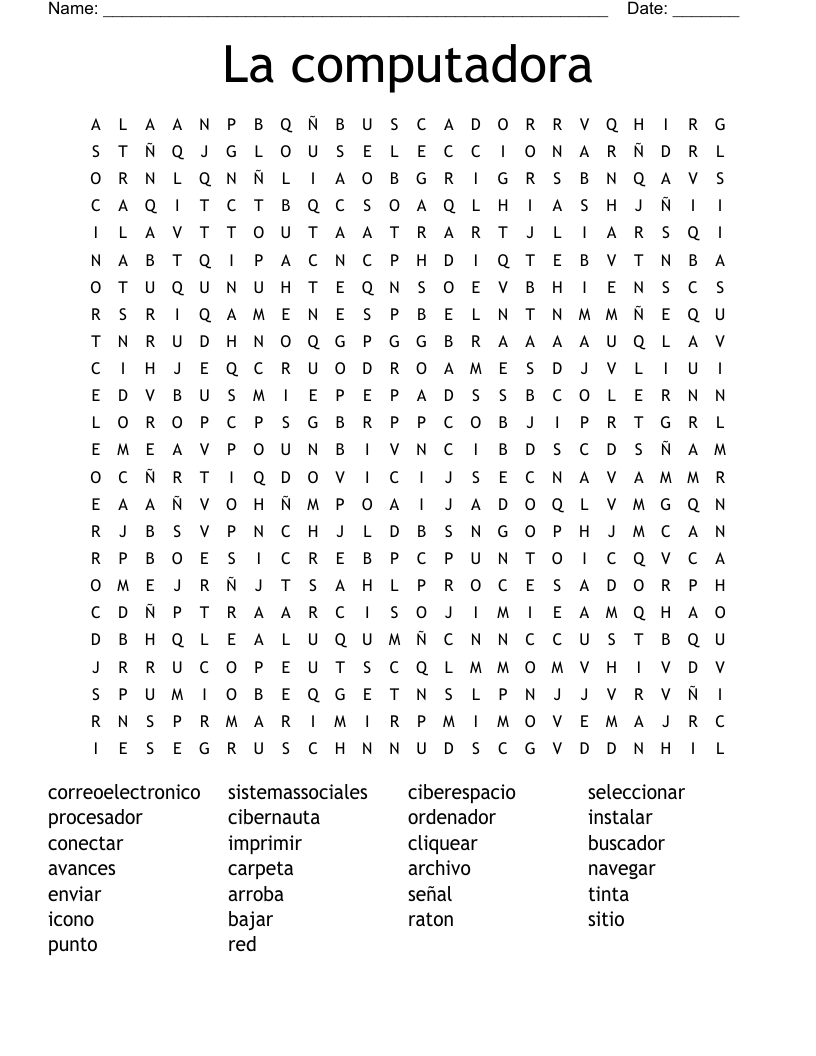 La computadora Word Search