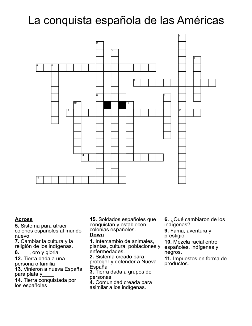 La conquista española de las Américas  Crossword
