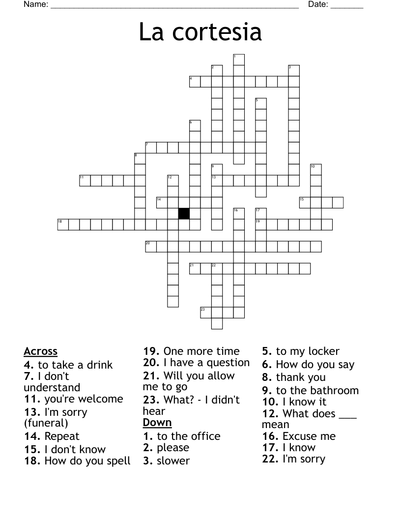 La cortesia Crossword