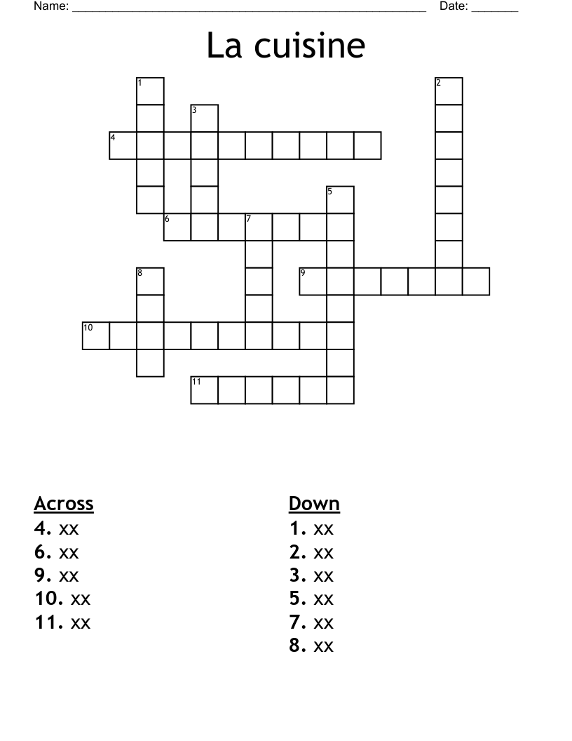 La cuisine Crossword