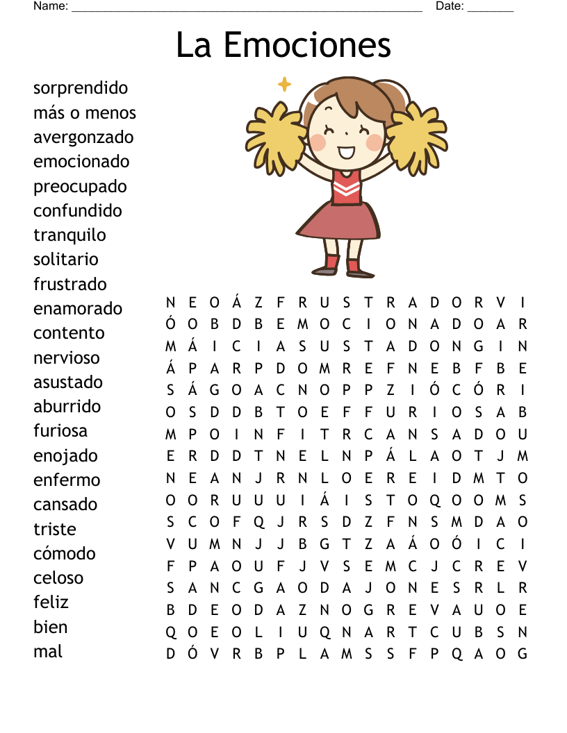 La Emociones Word Search