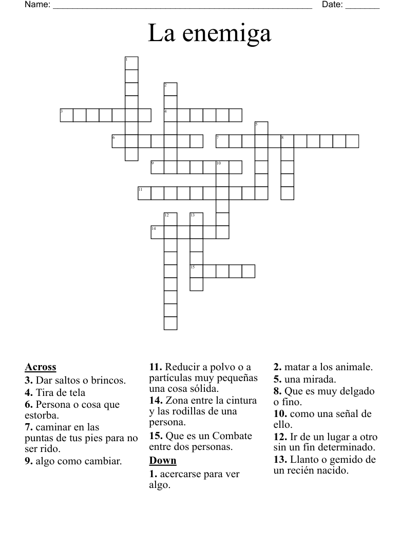 La enemiga Crossword