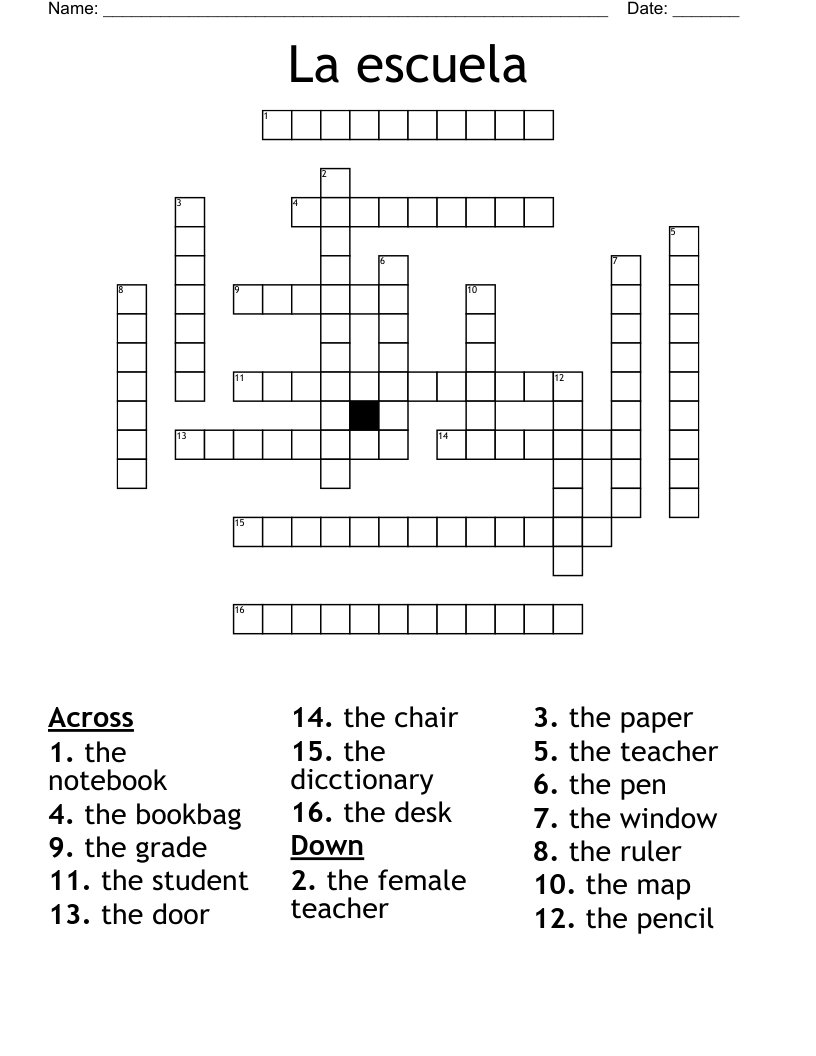 La escuela Crossword