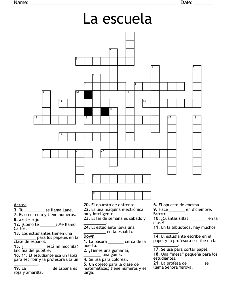 La escuela Crossword