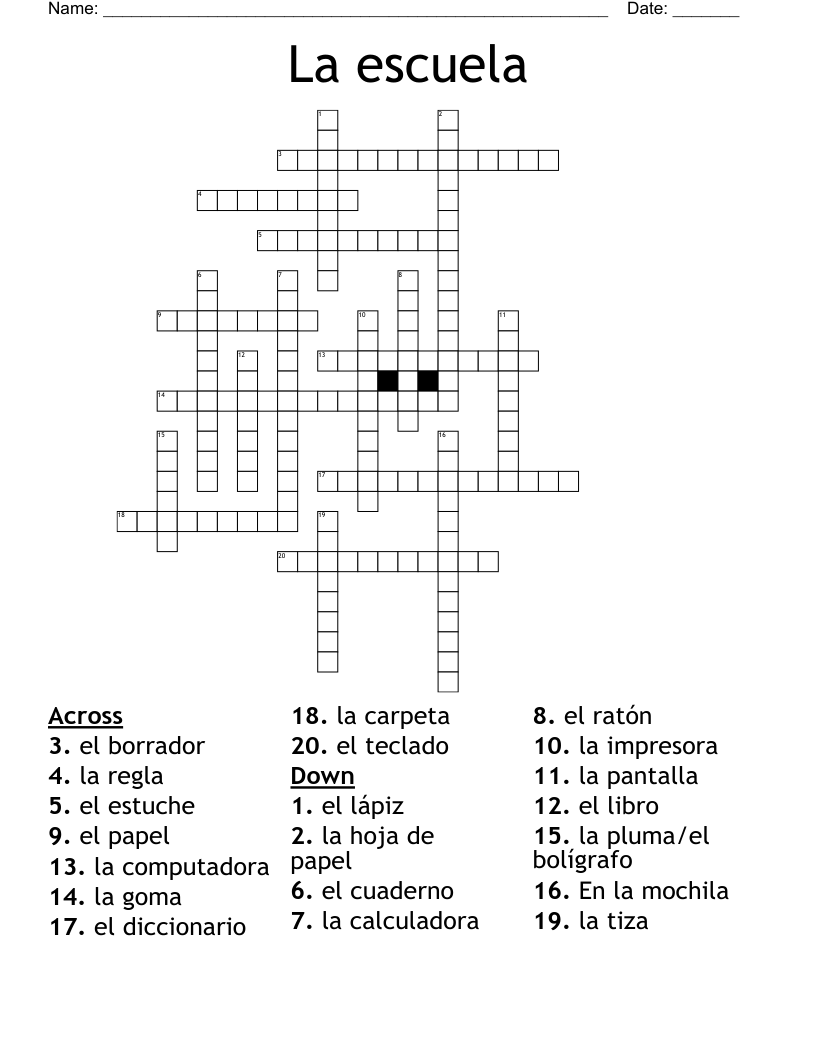 La escuela Crossword