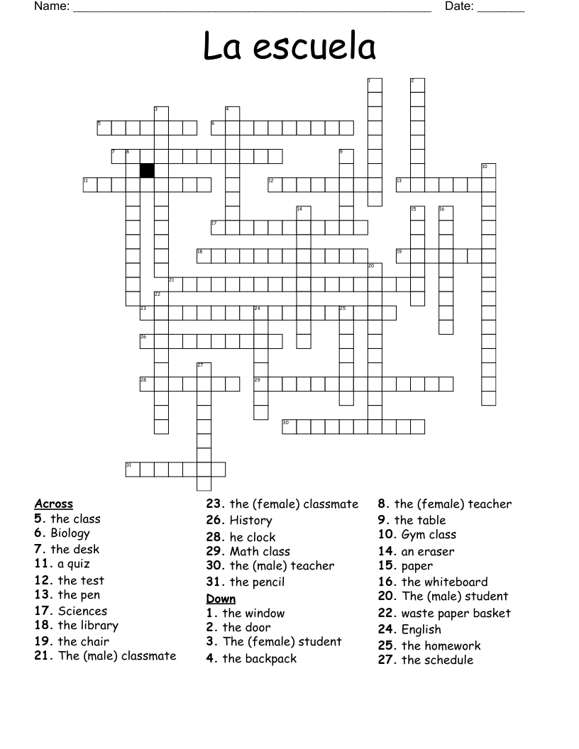 La escuela Crossword