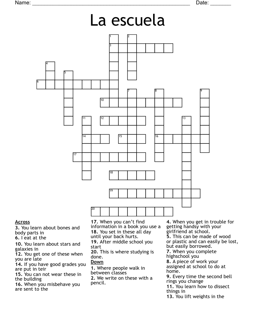 La escuela Crossword