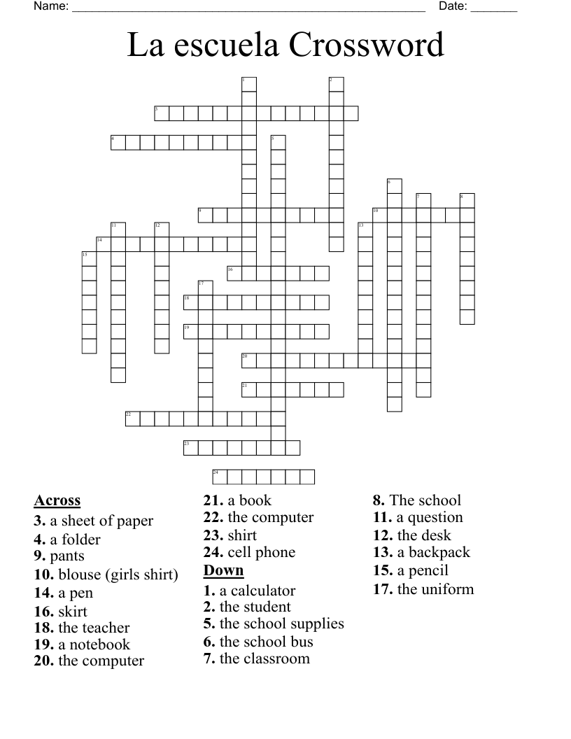 La escuela Crossword