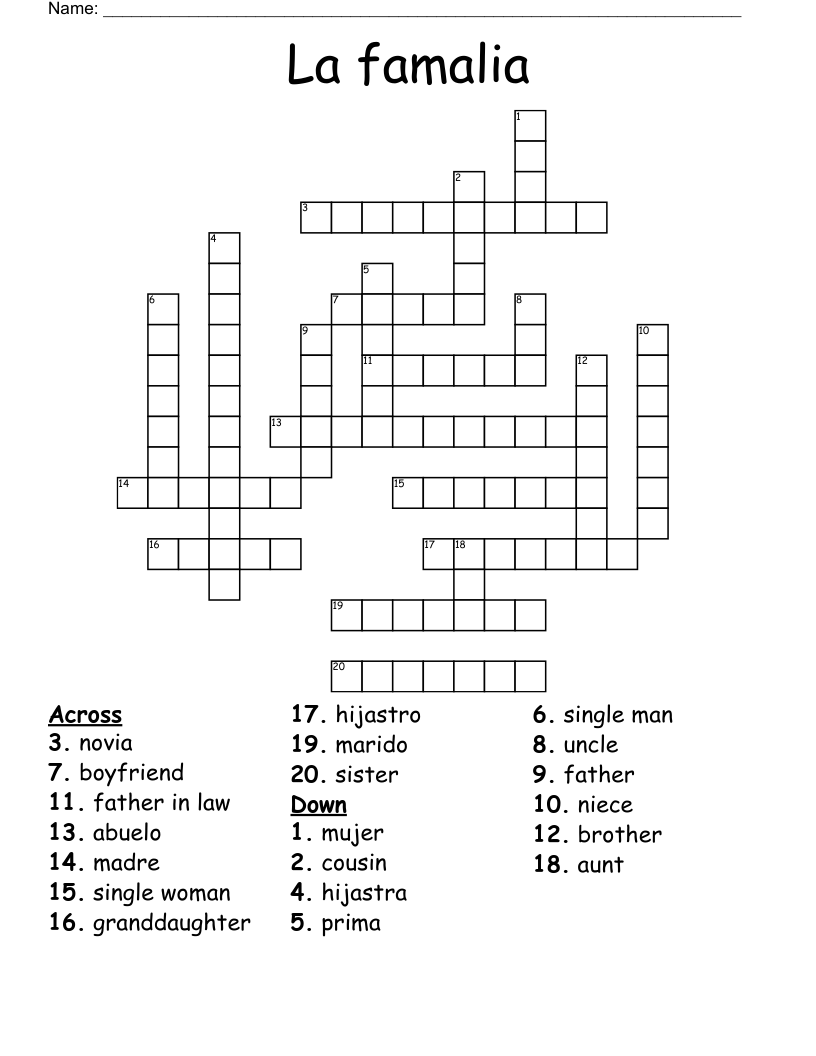 La famalia Crossword