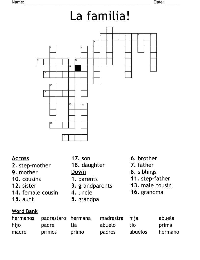 La familia! Crossword