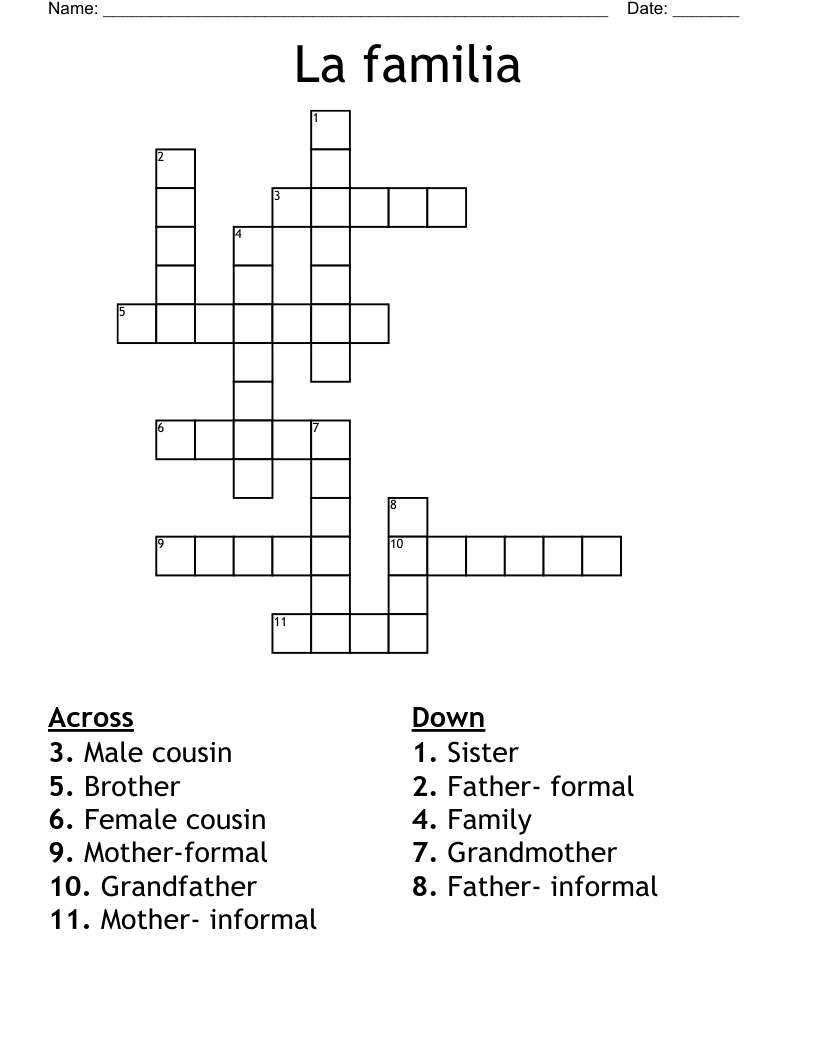 La familia  Crossword