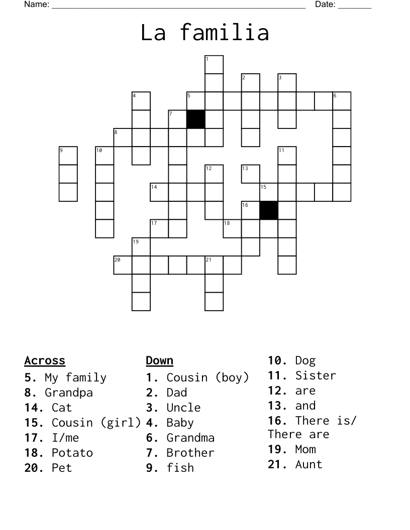 La familia  Crossword