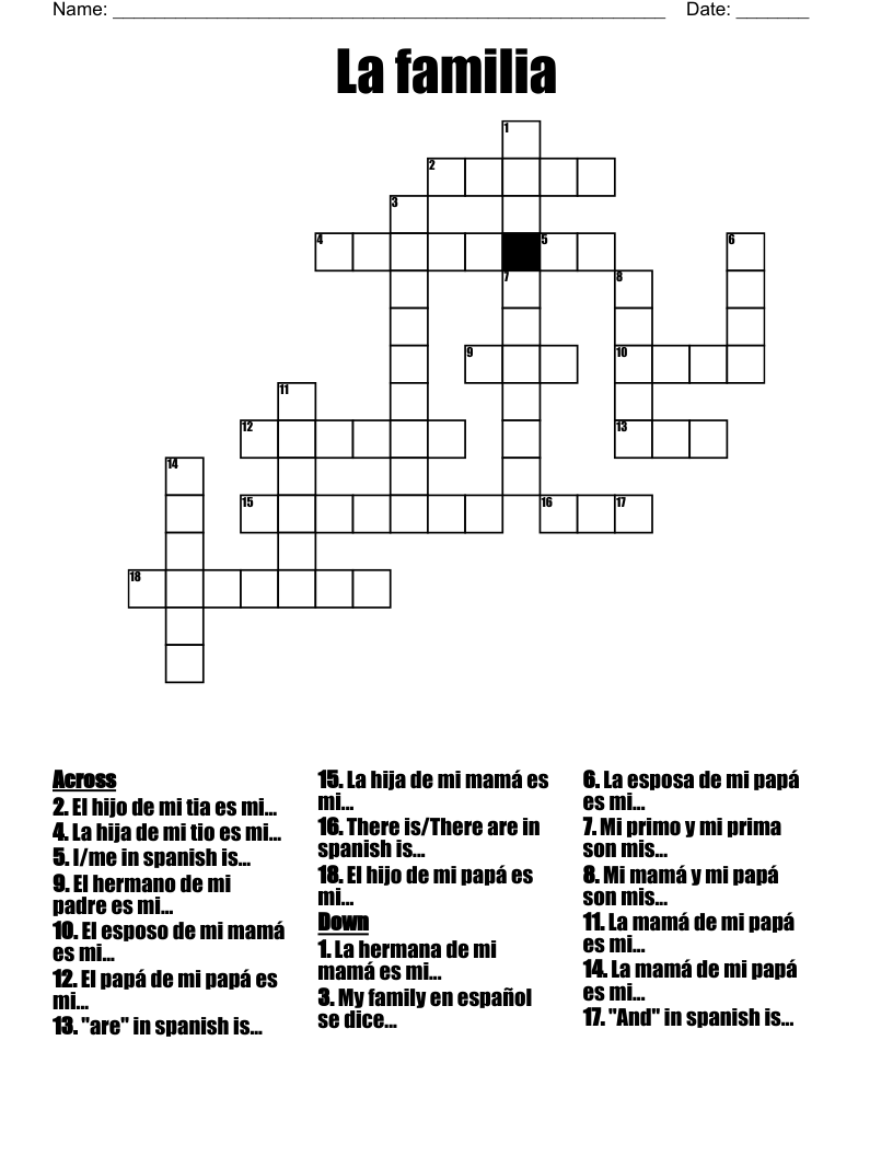 La familia  Crossword