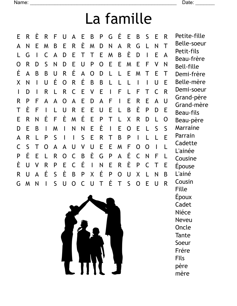 La famille Word Search