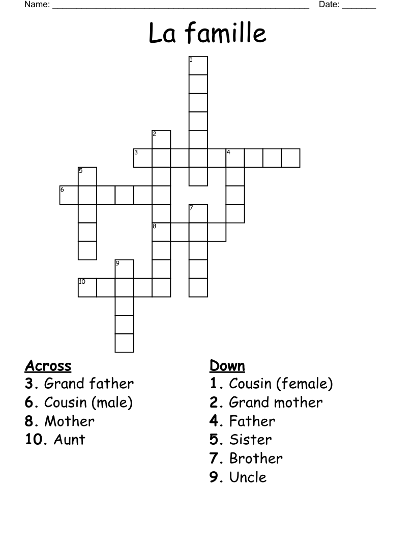 La famille  Crossword
