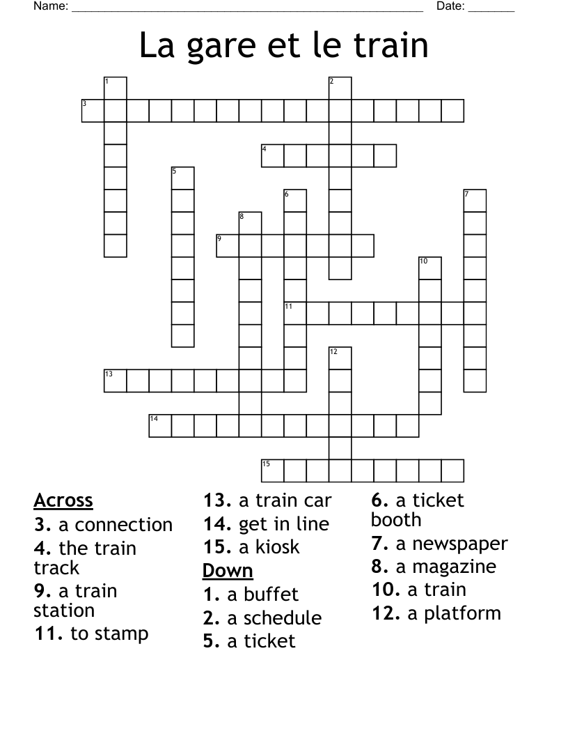 La gare et le train Crossword