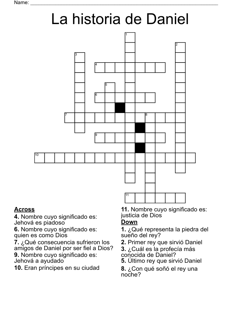 La historia de Daniel Crossword