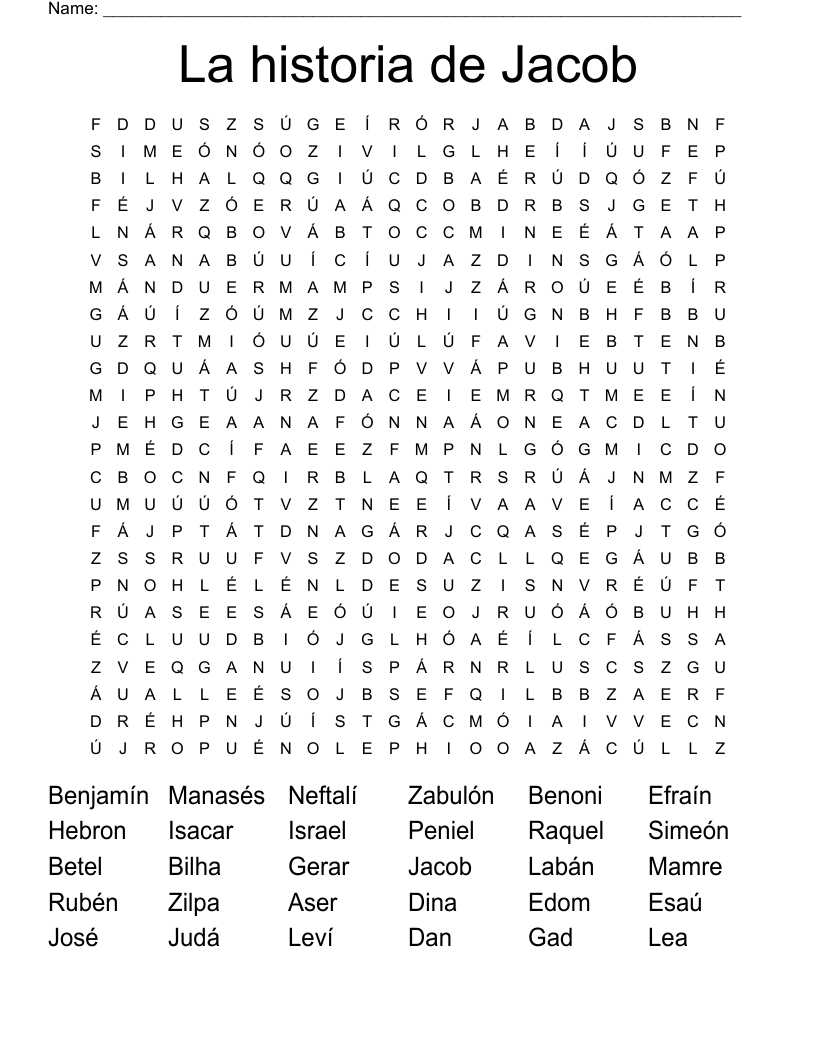 La historia de Jacob Word Search
