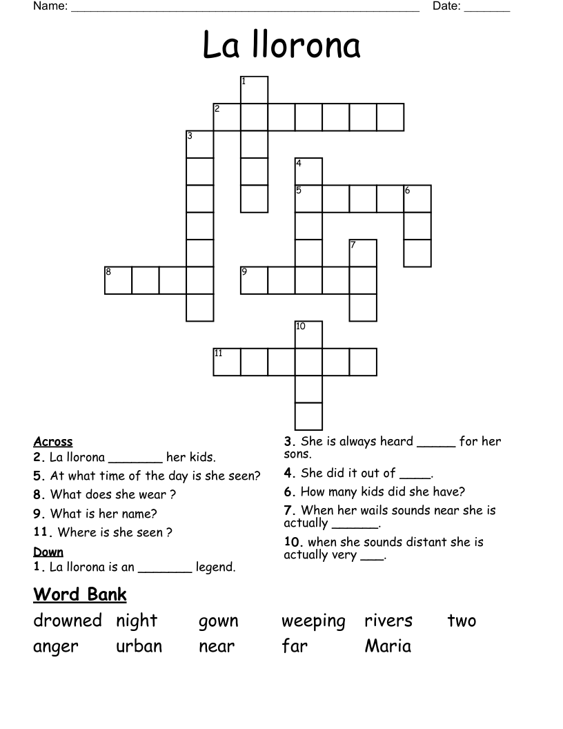 La llorona Crossword