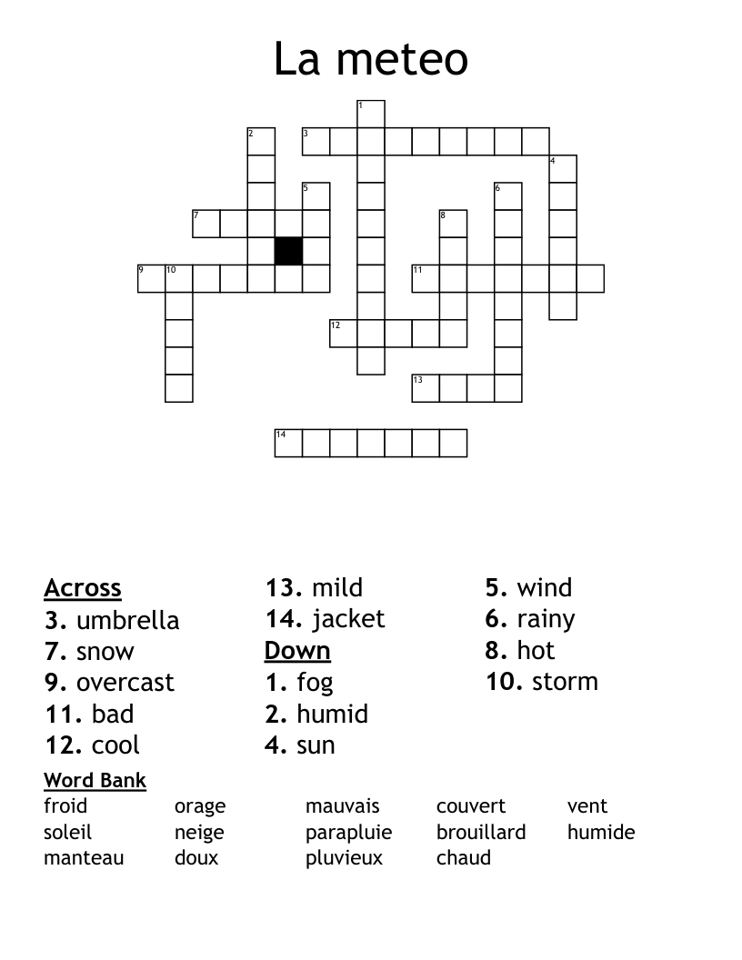 La meteo Crossword