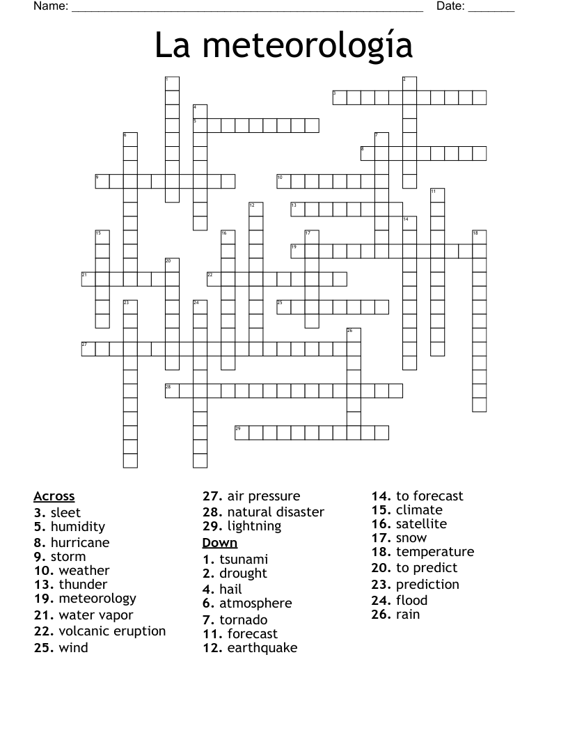 La meteorología Crossword