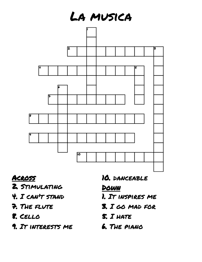 La musica Crossword