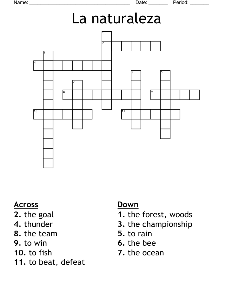 La naturaleza Crossword