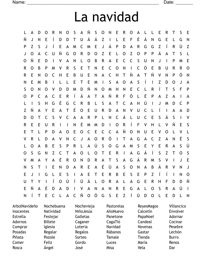 La navidad Word Search