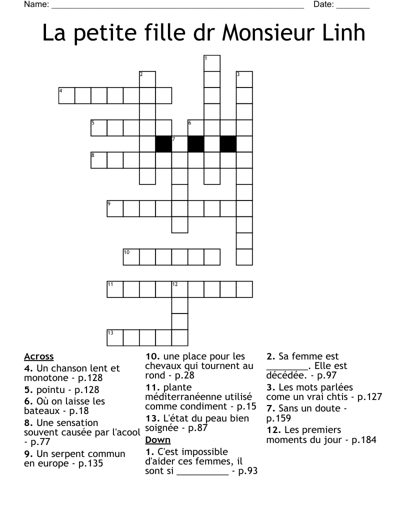 La petite fille dr Monsieur Linh Crossword