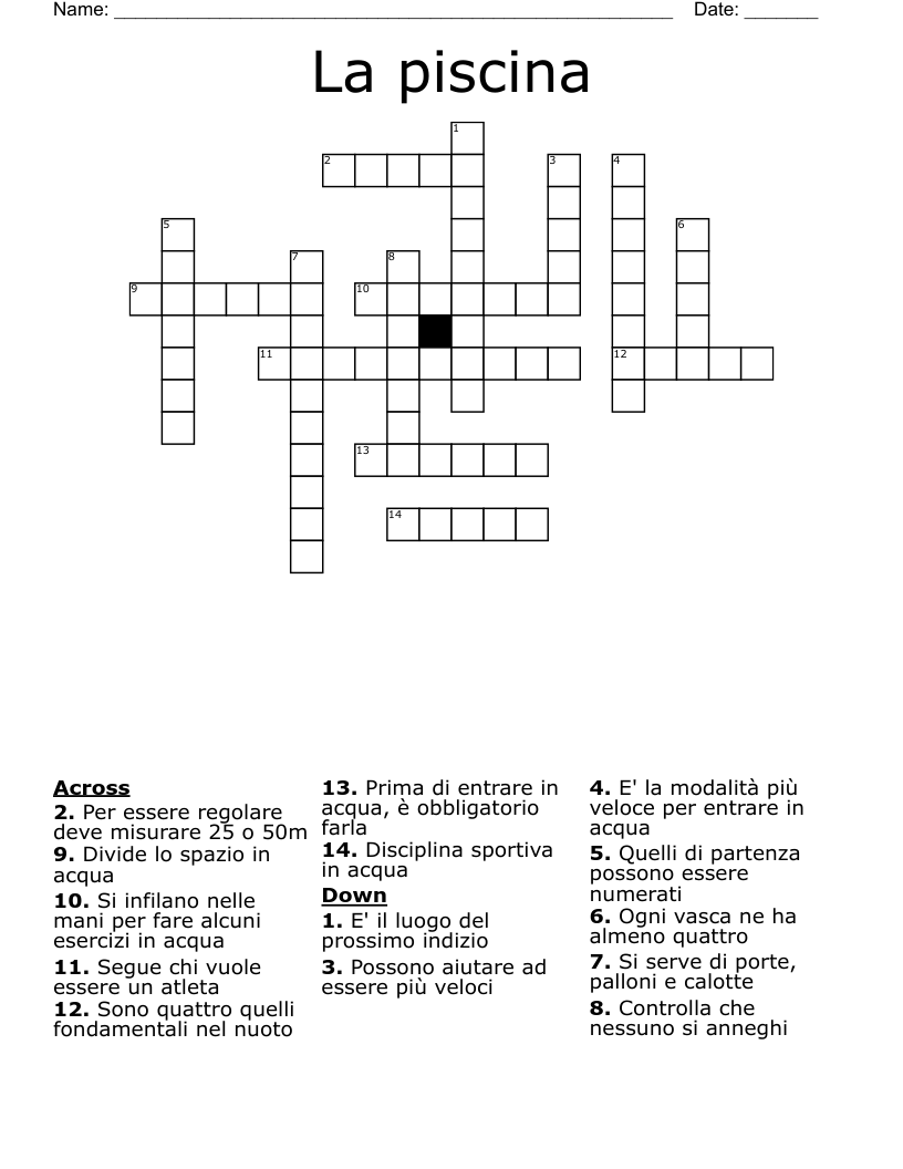La piscina Crossword