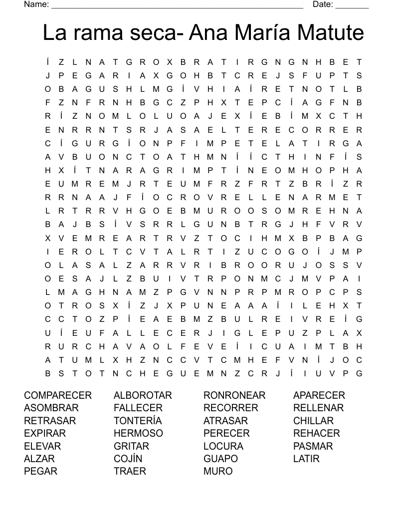 La rama seca- Ana María Matute Word Search
