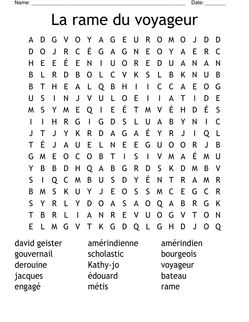 La rame du voyageur Word Search
