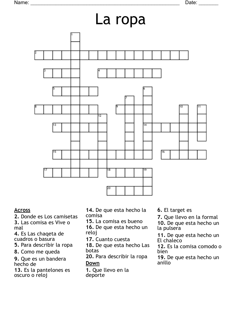 La ropa Crossword