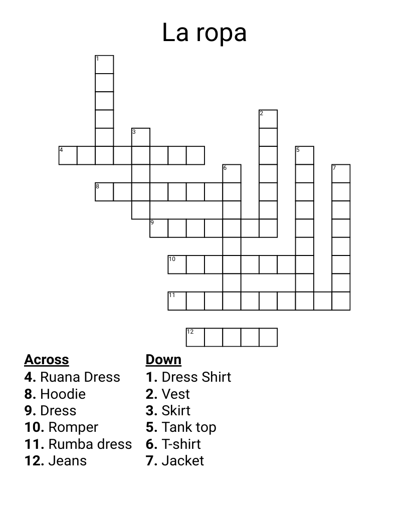 La ropa Crossword