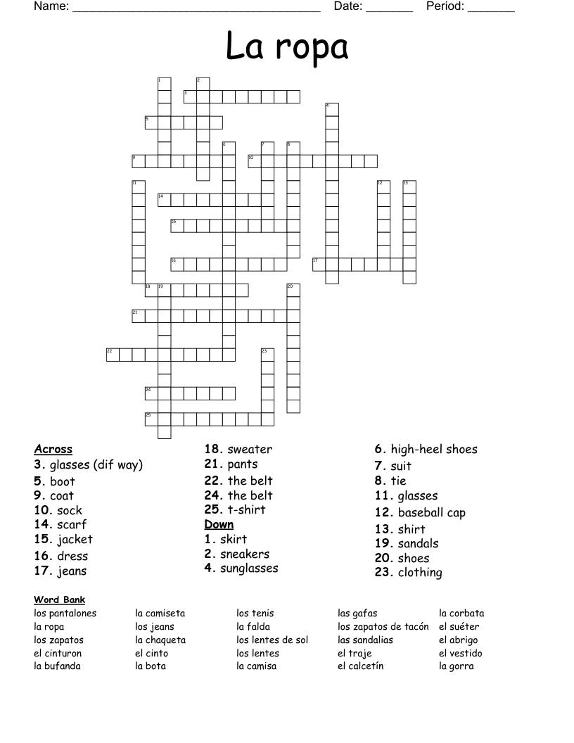La ropa Crossword
